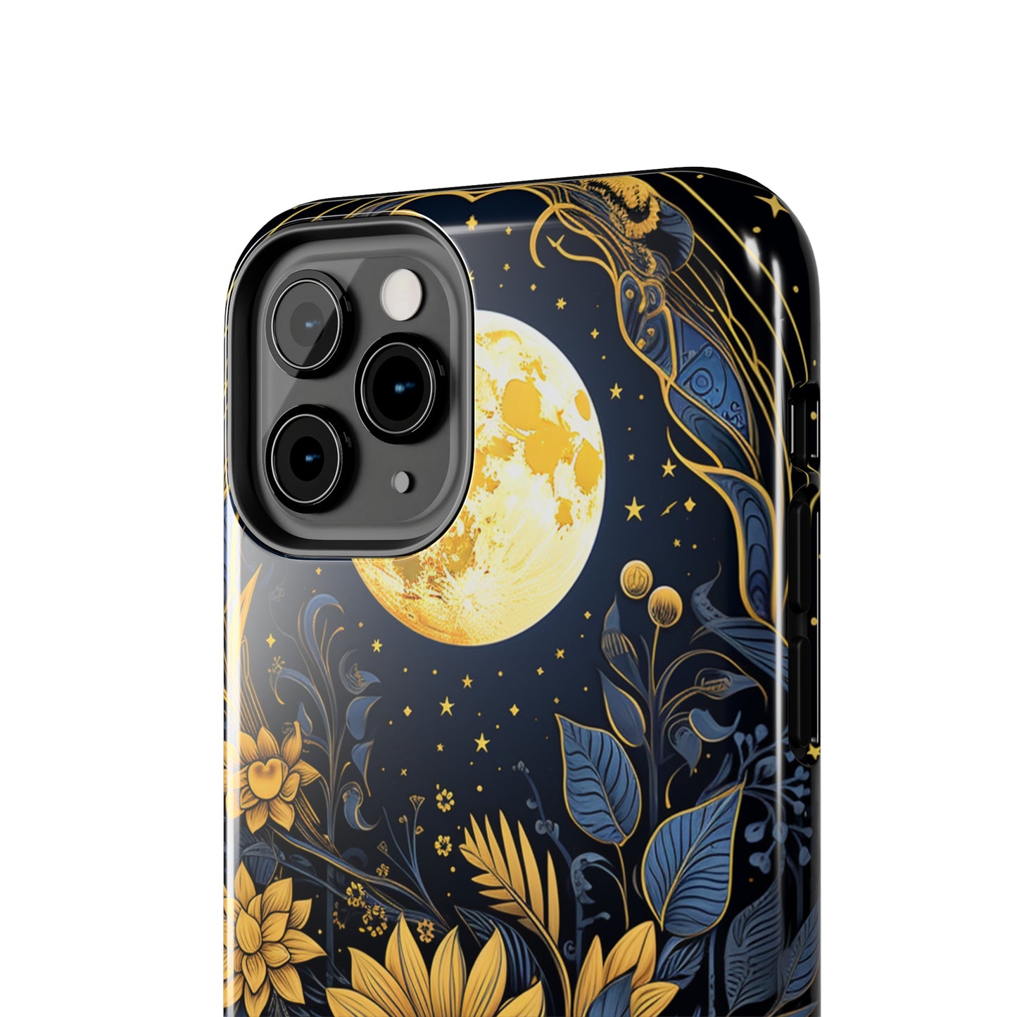 Starry Night Boho Meets Cottagecore: Floral Sun, Moon & Stars iPhone Case