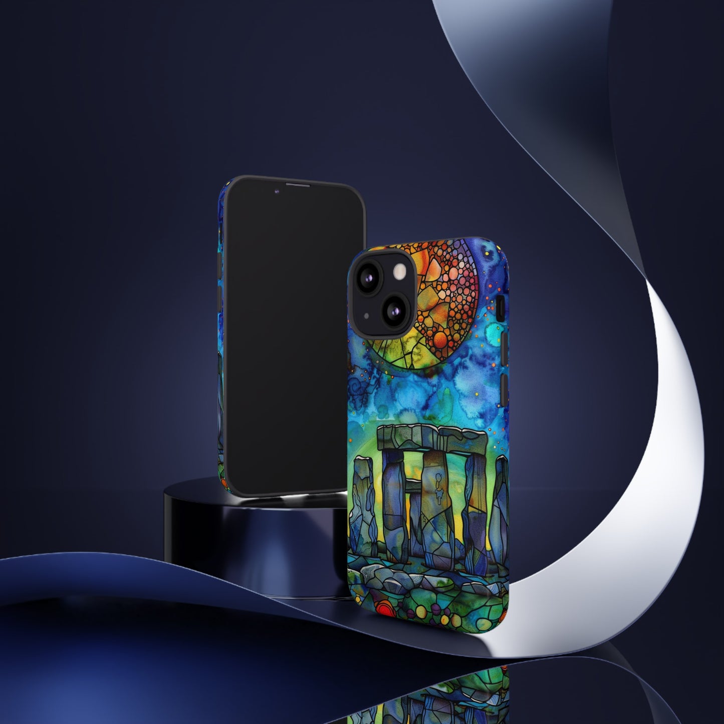 Stonehenge Neolithic Full Moon Stained Glass Watercolor Phone Cover