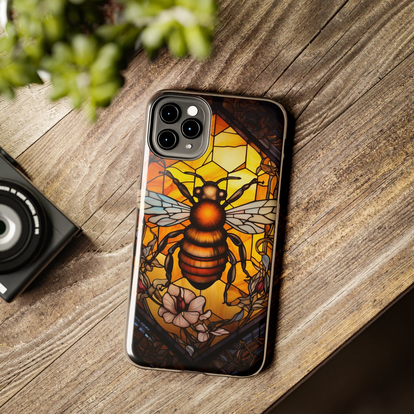 Stained glass Honey Bee iPhone Case | Embrace the Sweetness of Nature's Workers