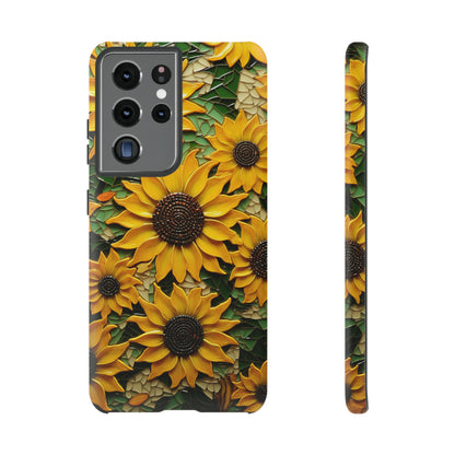 Sunflower Floral Color Explosion Mosaic Glass