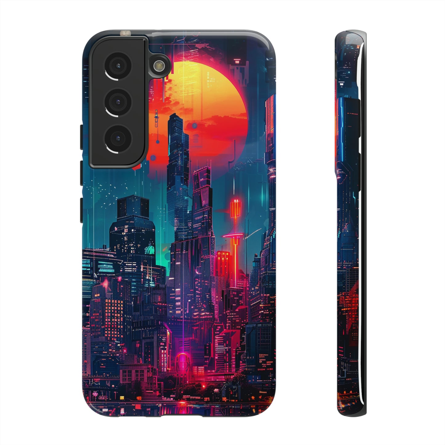 Cyberpunk Full Moon Cityscape Phone Case