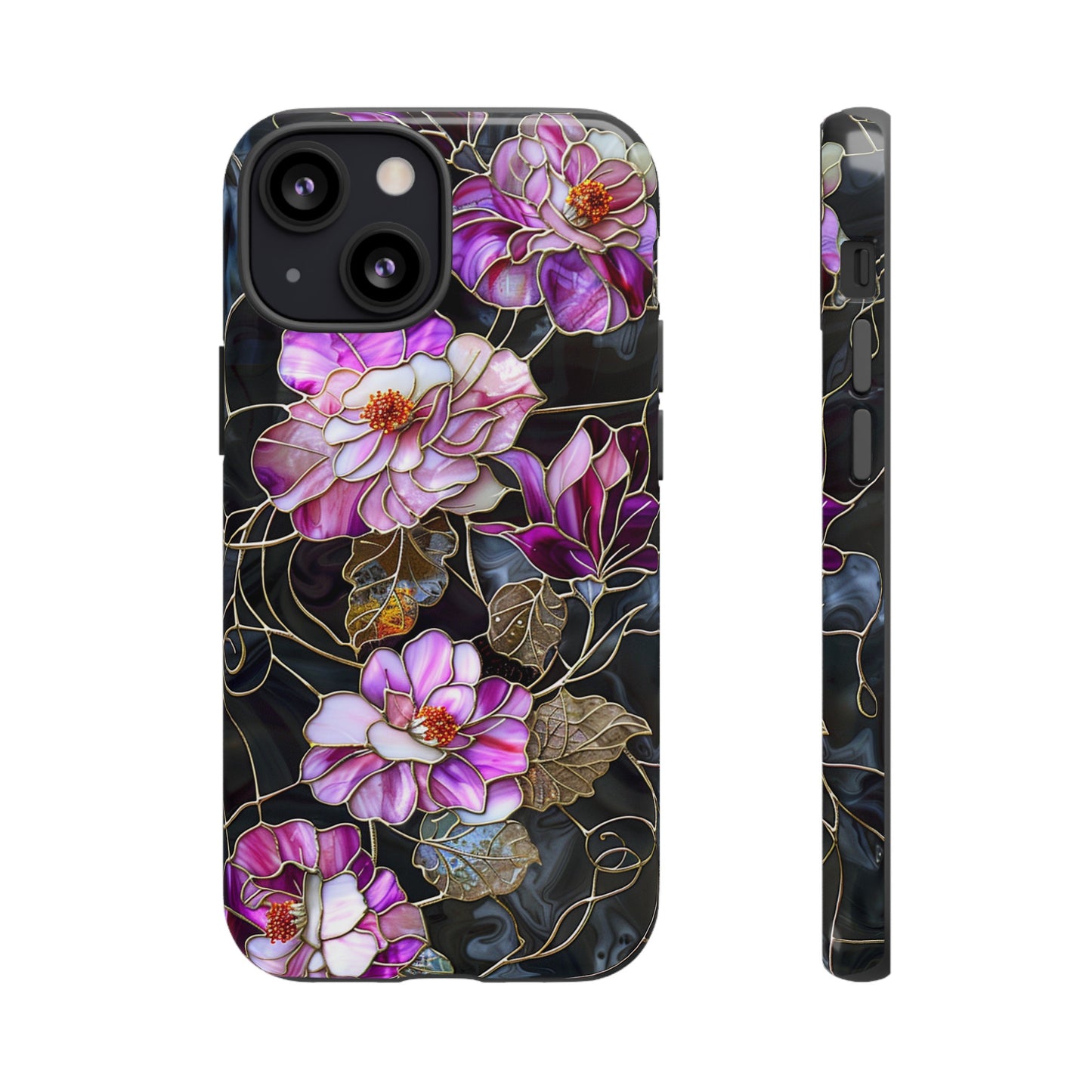 Magenta Color Floral Stained Glass Phone Case