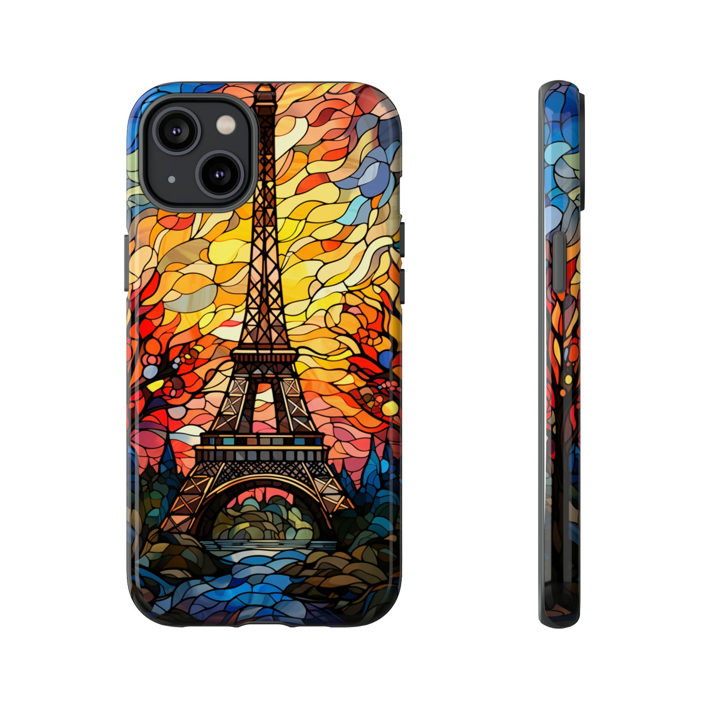 Parisian Elegance: Stained Glass Eiffel Tower | Artistic Flair iPhone Case for iPhone Models 11 through 14 Pro Max, Samsung Galaxy, and Google Pixel