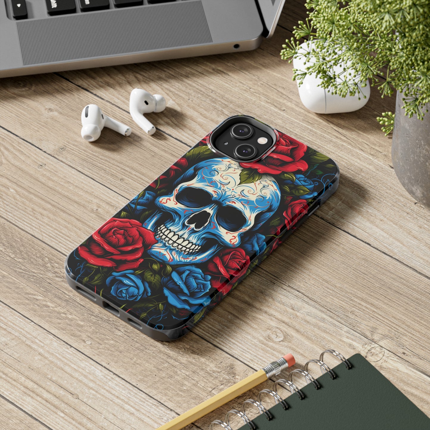 Skull and Roses iPhone Case | Edgy Elegance and Timeless Beauty