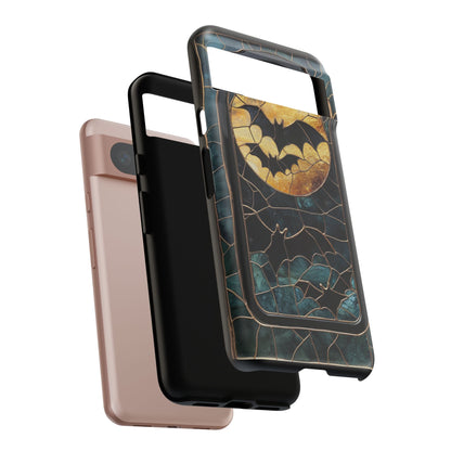 Halloween Phone Case Bats Stained Glass Style Spooky Moon Phone Cover