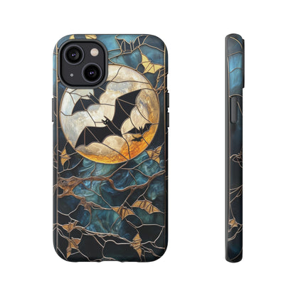 Halloween Phone Case Bats Stained Glass Style Spooky Moon Phone Cover