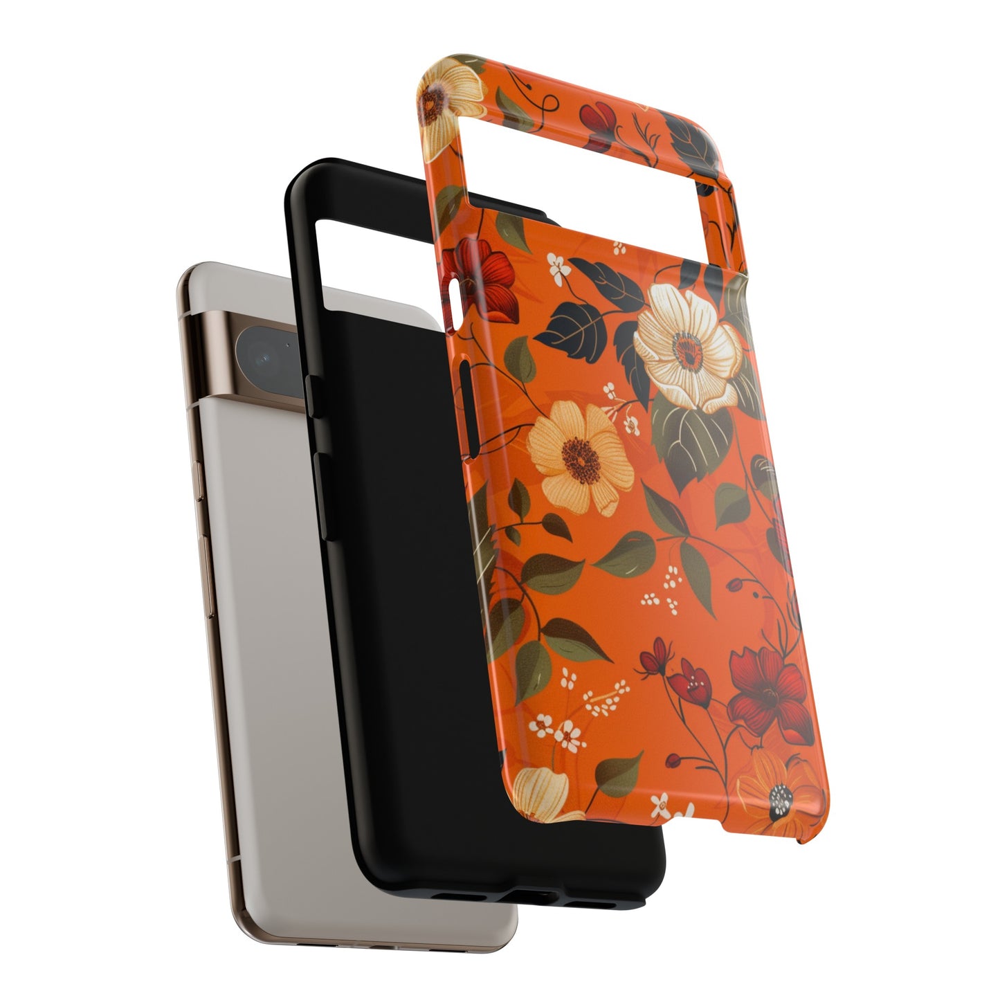 Orange Floral Phone Tough Case