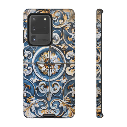 Azulejo Porcelain Blue & Creamy White Tile Mediterranean Design Phone Case