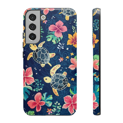 Undersea Floral Blue Sea Turtle Phone Case