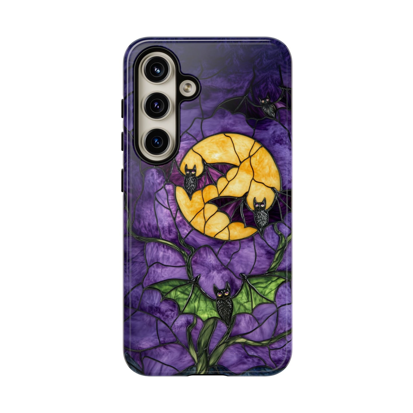 Full Moon Stained Glass Style Halloween Bats Phone Case