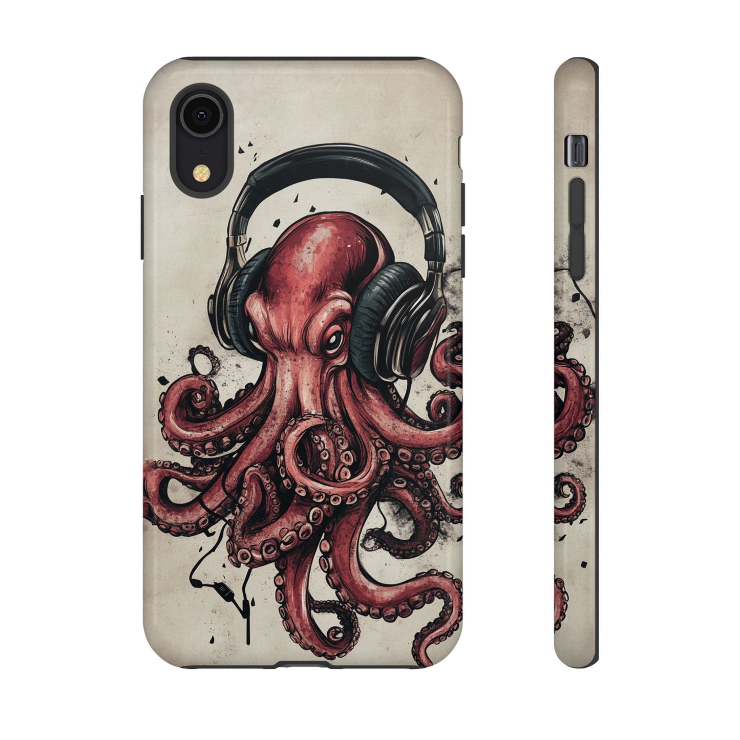 Retro Style Japanese Octopus Listening to Headphones Phone Cover