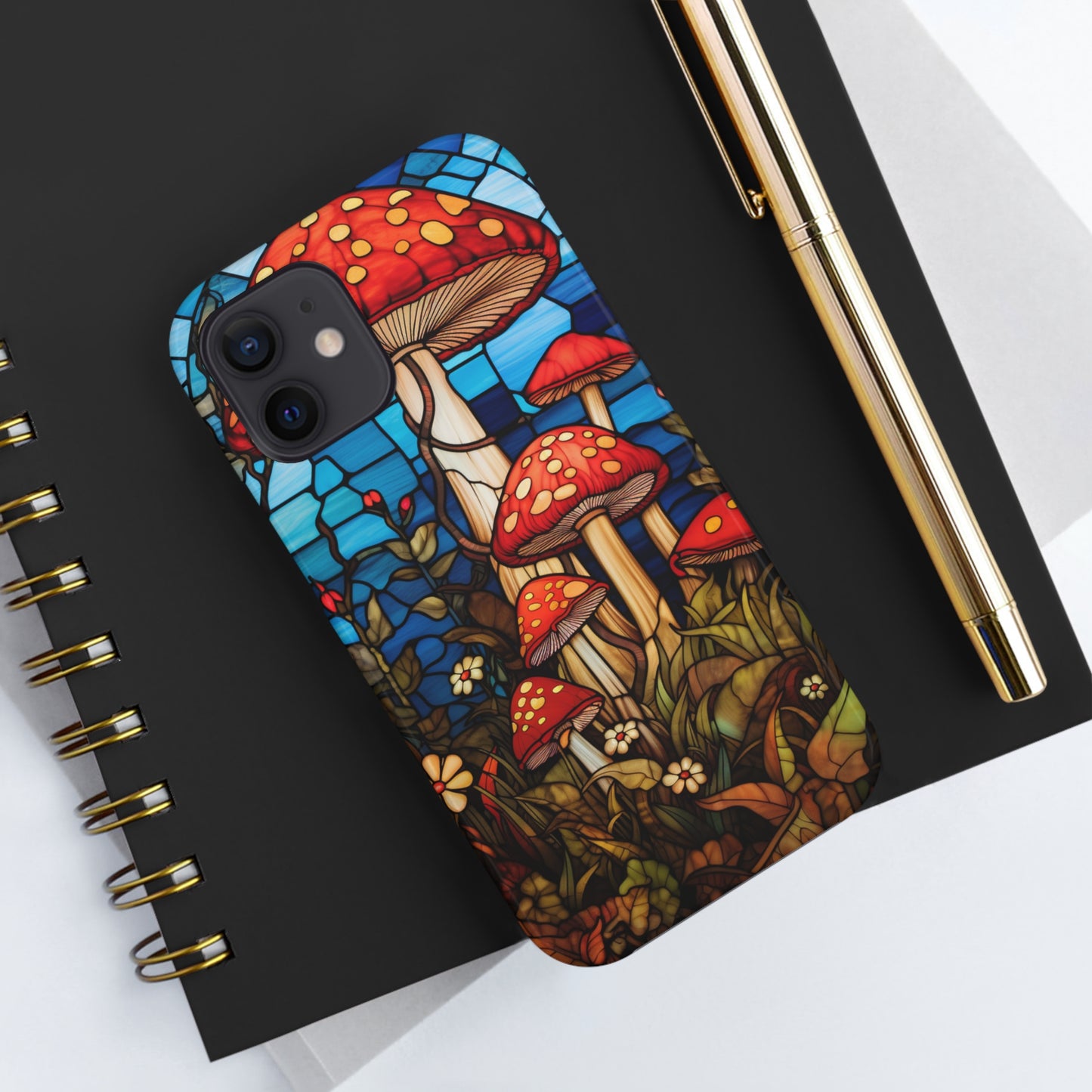 Stained Glass Mushroom Garden iPhone Case | Embrace Whimsical Beauty and Nature's Delight