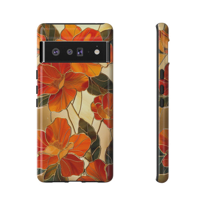 Orange Floral Phone Case Stained Glass Flower Aesthetic