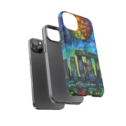 Stonehenge Neolithic Full Moon Stained Glass Watercolor Phone Cover