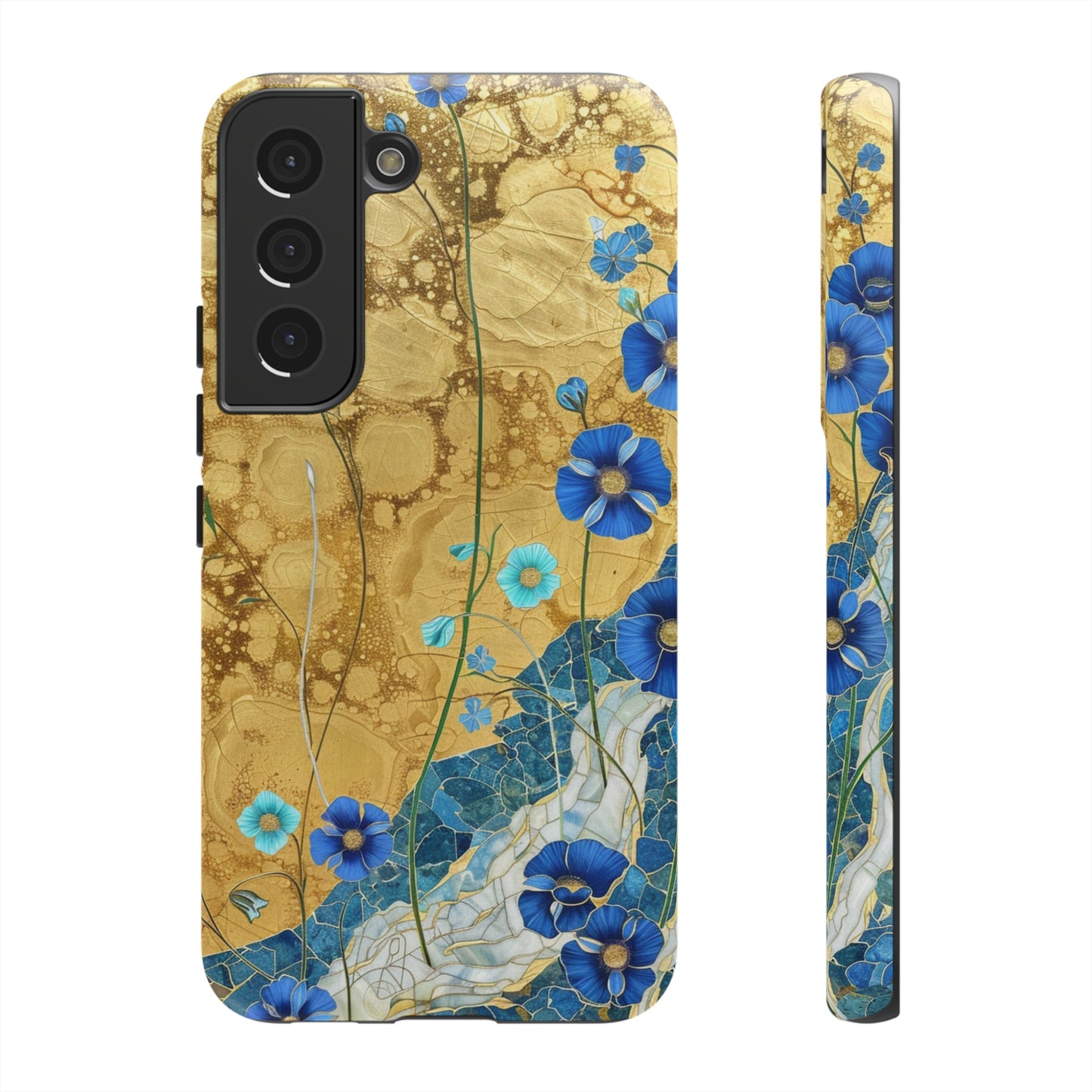 Forget Me Nots Gold Color Splash Floral Design Phone Case