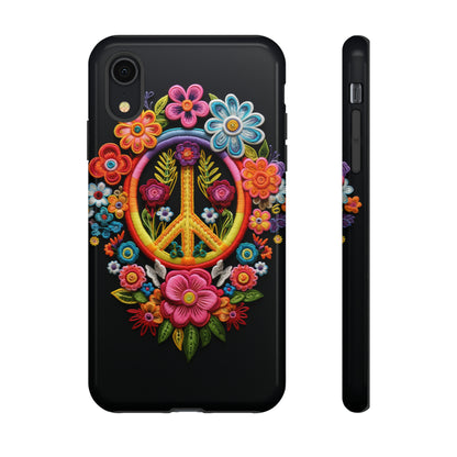 Peace Sign Embroidery Floral Hippie Style Phone Case