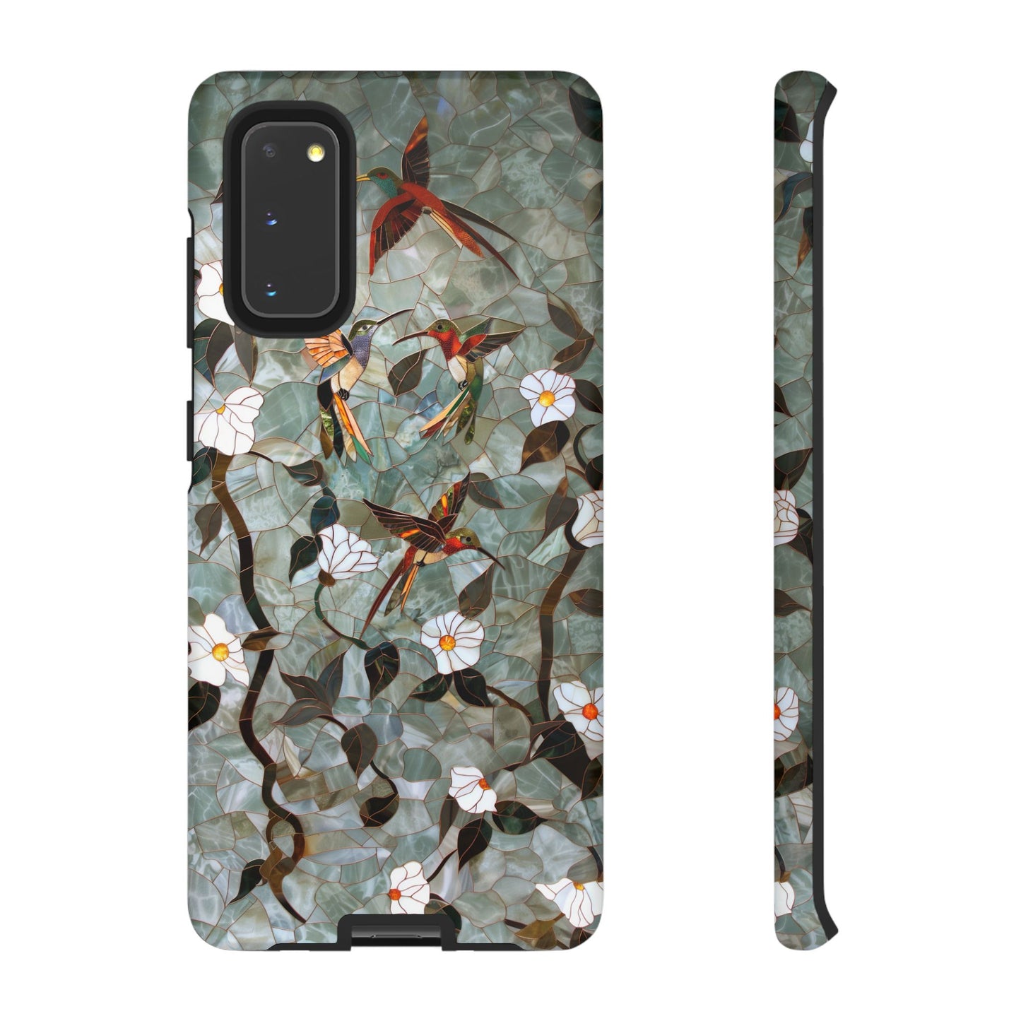 Stained Glass Hummingbirds and Flowers iPhone Case