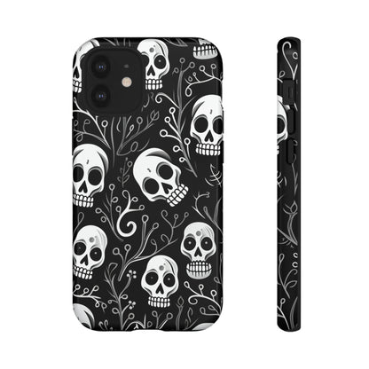 Join the Goth Side: Black Skull Floral Print | Mystical Elegance Case for iPhone, Samsung Galaxy, and Google Pixel