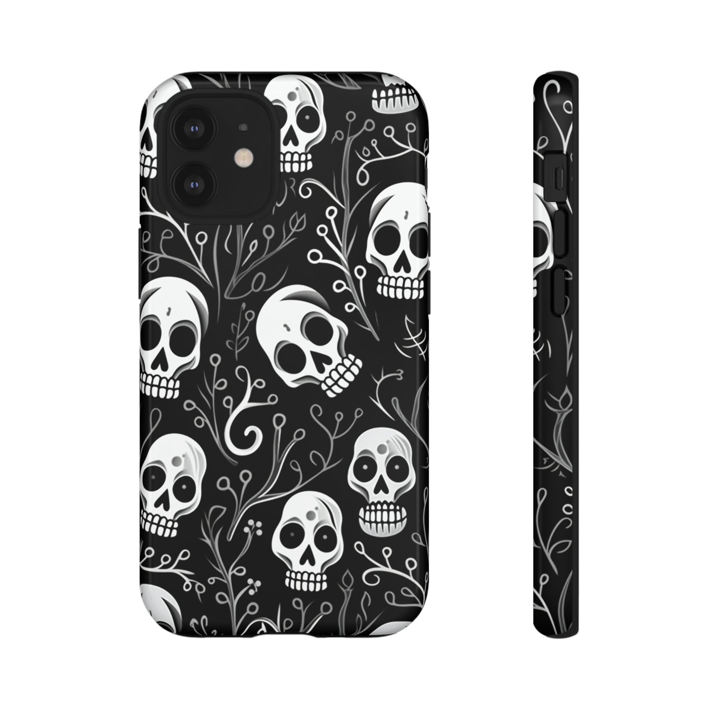 Join the Goth Side: Black Skull Floral Print | Mystical Elegance Case for iPhone, Samsung Galaxy, and Google Pixel