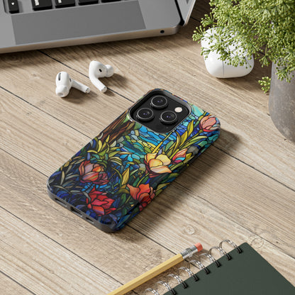 Stained Glass Floral Aesthetic iPhone Tough Case | Embrace Elegance and Durability