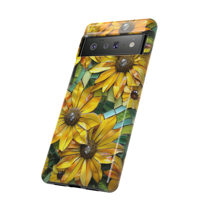 Yellow and Gold Daisy Mosaic Stained Glass Phone Case for iPhone 15, 14, Pro Max, 13, 12 & Samsung Galaxy S23, S22, S21, Google Pixel