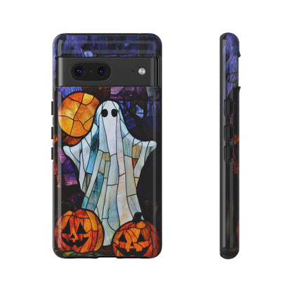 Stained Glass Halloween Ghost and Jack-o'-Lanterns Phone Cover