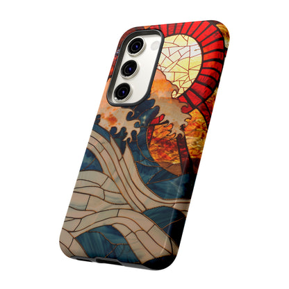 Japanese Rising Sun Phone Case Stained Glass Ocean Wave