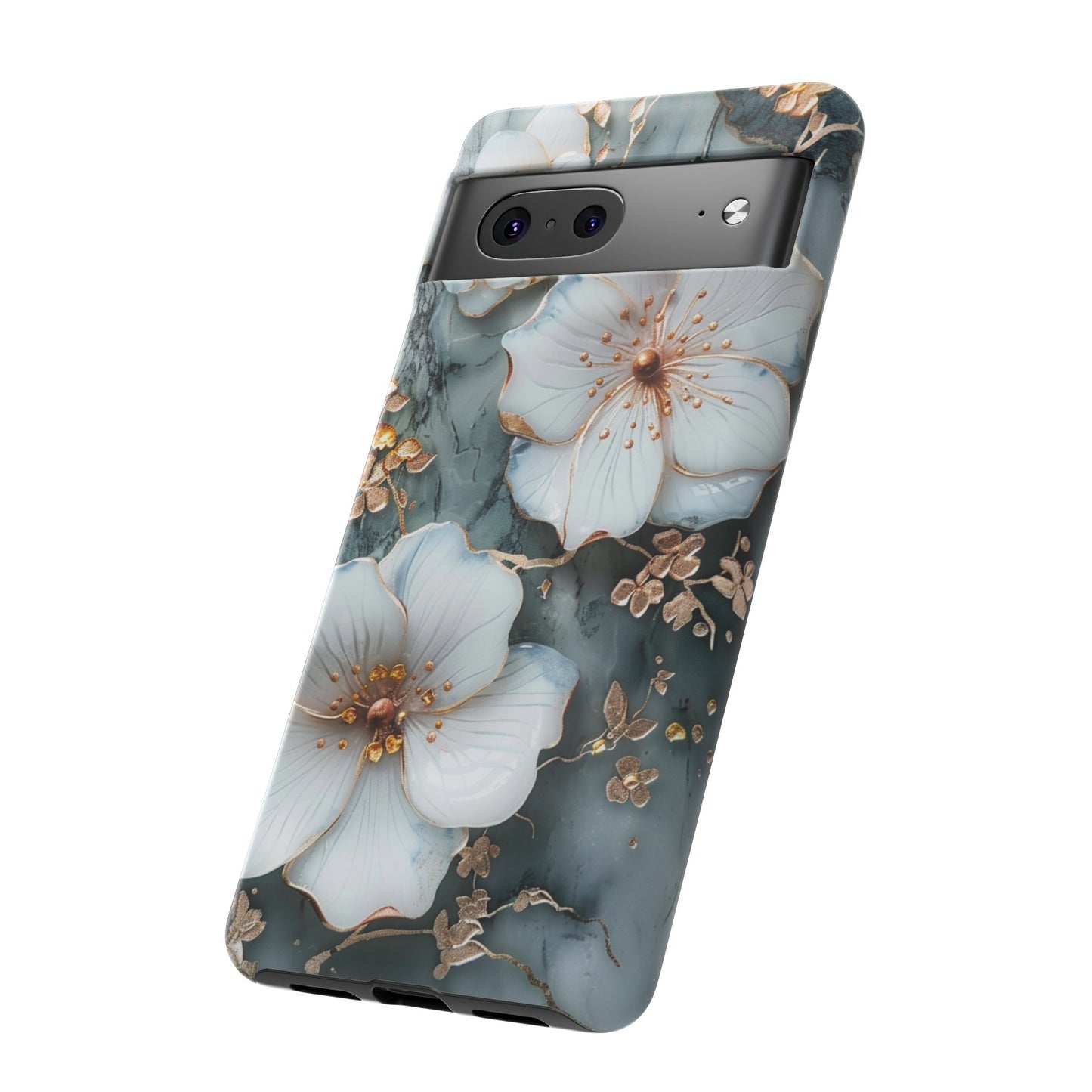 White Flower on Marble Stone  Phone Case