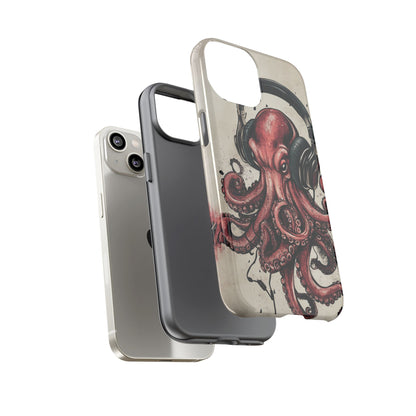 Retro Style Japanese Octopus Listening to Headphones Phone Cover