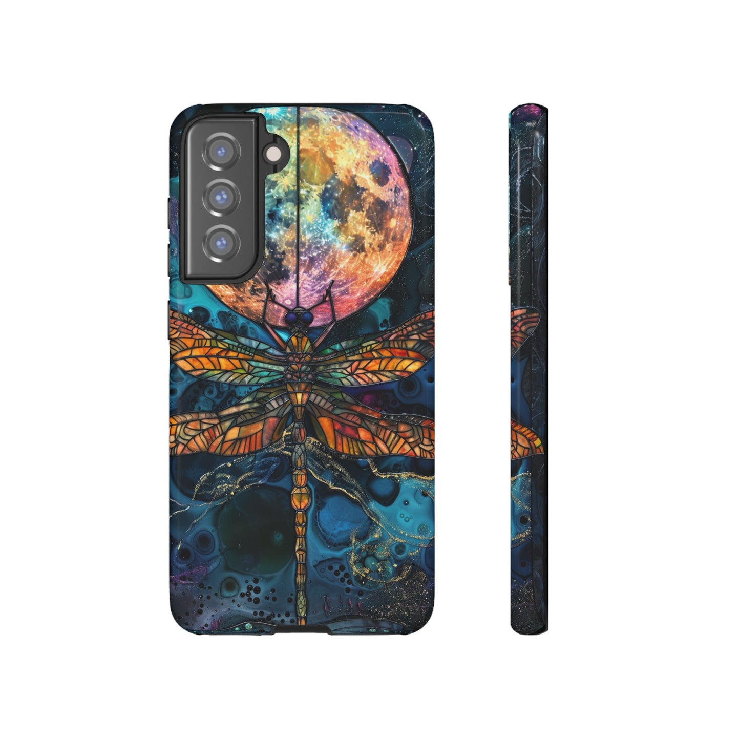 Full Moon Stained Glass Dragonfly Phone Cover