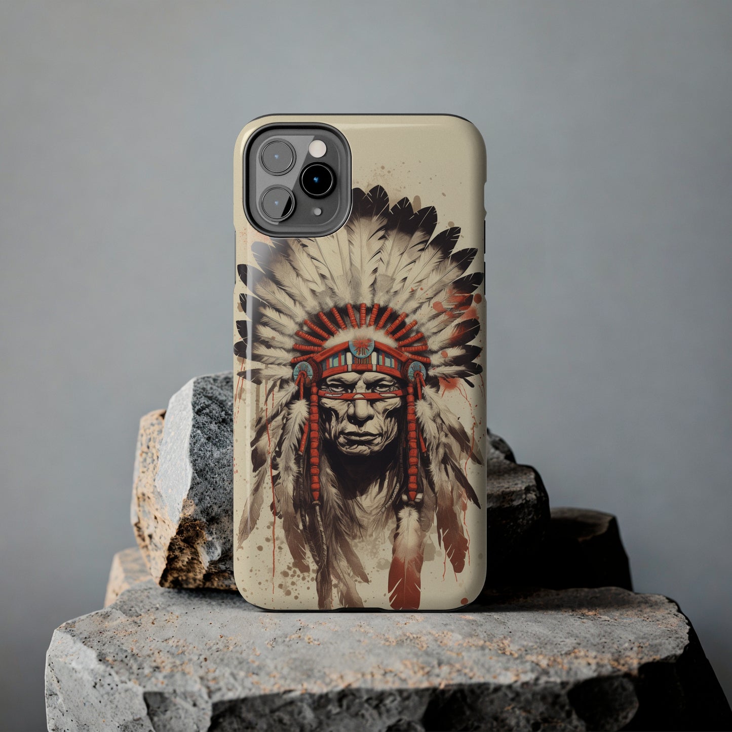 Proud Heritage: Native American Chief Headdress | Iconic Tribal iPhone Case for Models 11 through 14 Pro Max