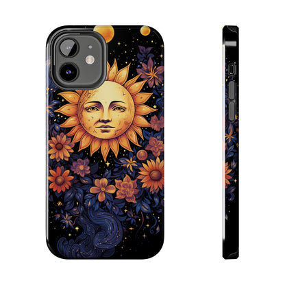 Cosmic Blooms: Floral Sun, Moon & Stars iPhone Case - Where Celestial Meets Botanical