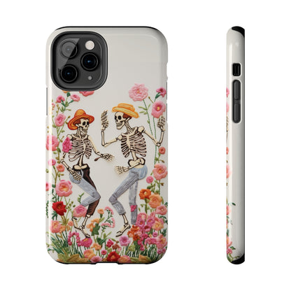 Dancing Halloween Skeletons Embroidery iPhone Case | iPhone X to iPhone 14 Pro Max