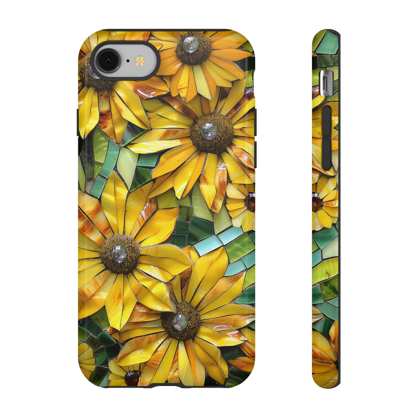 Yellow and Gold Daisy Mosaic Stained Glass Phone Case for iPhone 15, 14, Pro Max, 13, 12 & Samsung Galaxy S23, S22, S21, Google Pixel