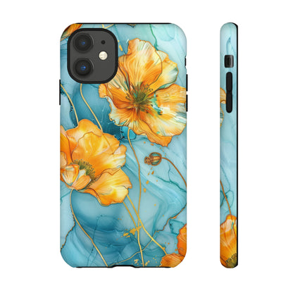 Gold Poppies Color Splash Floral Design Phone Case