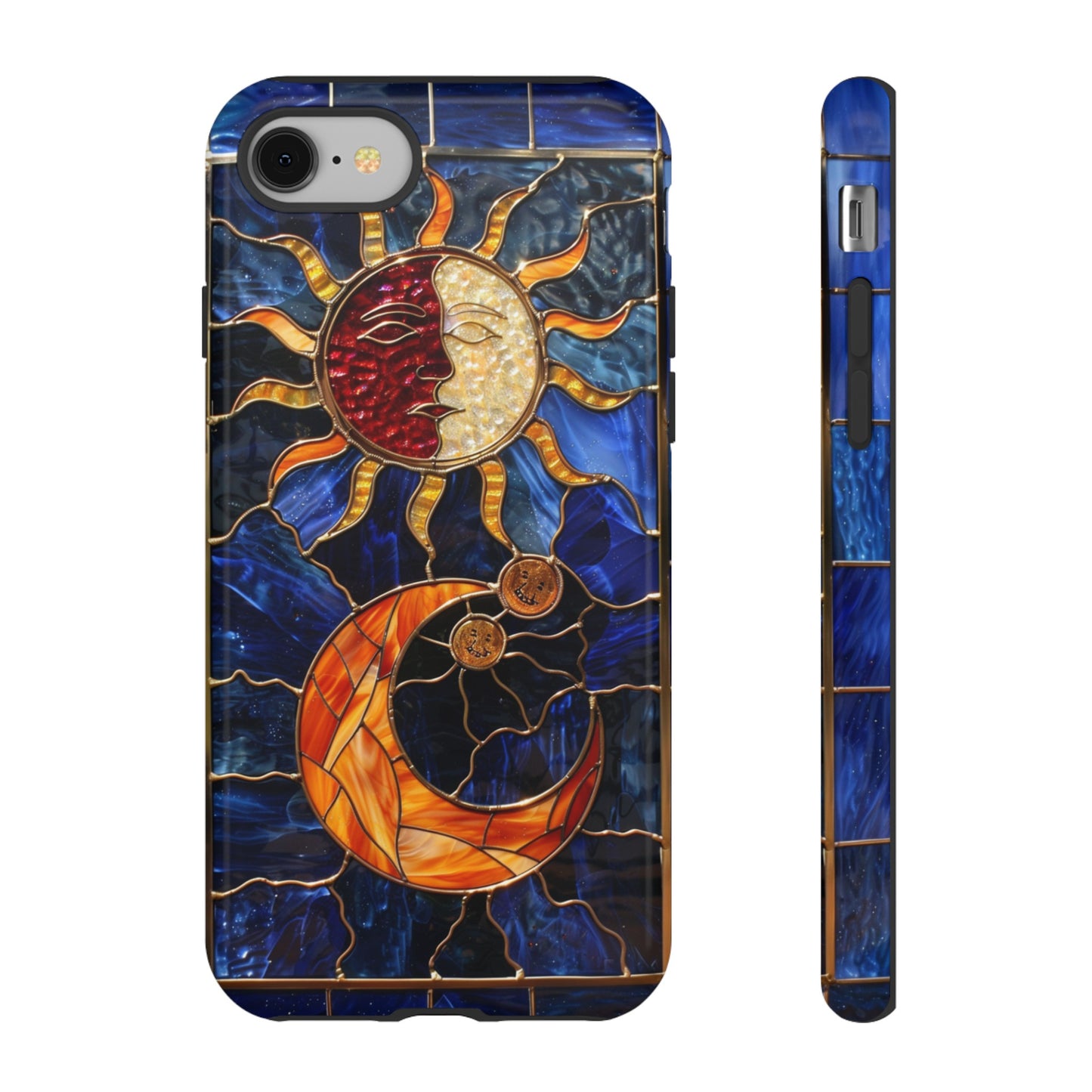 Celestial Stained Glass Moon and Stars iPhone 15 Case