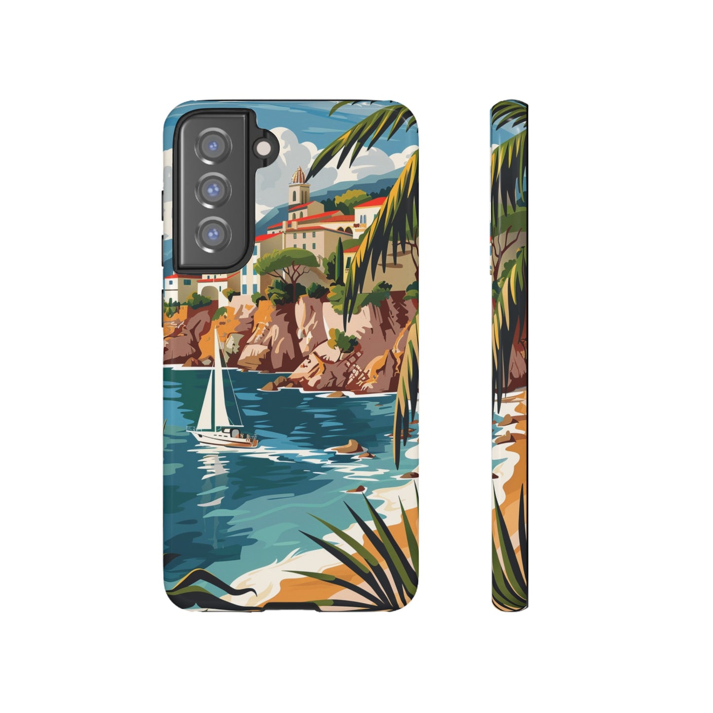 Midcentury French Riviera Sailboat Painting Phone Case