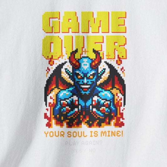 satan game over retro gaming t shirt
