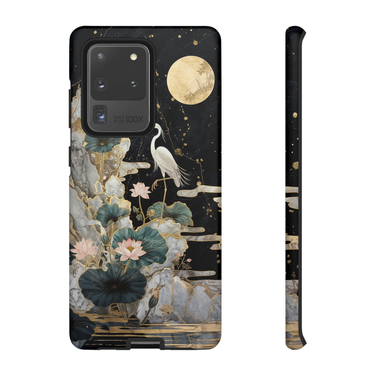 Heron and Moon Floral Zen Art Phone Case