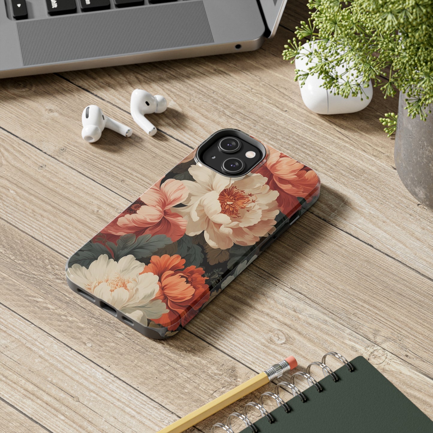 Vintage Floral Aesthetic Phone Tough Case Antique Print for iPhone 14 11 Pro 12 13 XR XS X 7+ 8 Boho Nature Flowers Cottage Core