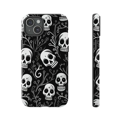 Join the Goth Side: Black Skull Floral Print | Mystical Elegance Case for iPhone, Samsung Galaxy, and Google Pixel