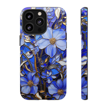 Periwinkle Stained Glass with Gold Inlay Phone Case for iPhone 15, 14, Pro Max, 13, 12 & Samsung Galaxy S23, S22, S21, Google Pixel