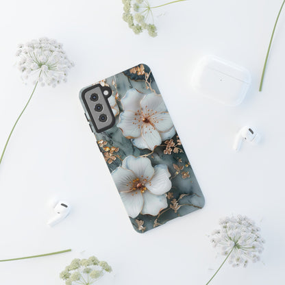 White Flower on Marble Stone  Phone Case