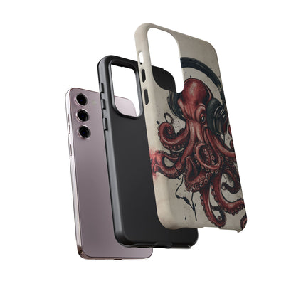 Retro Style Japanese Octopus Listening to Headphones Phone Cover