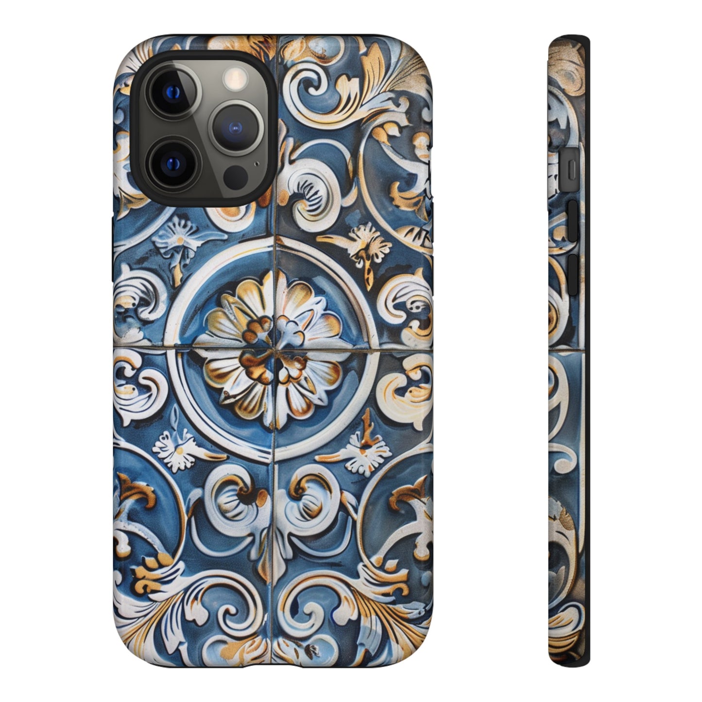 Azulejo Porcelain Blue & Creamy White Tile Mediterranean Design Phone Case