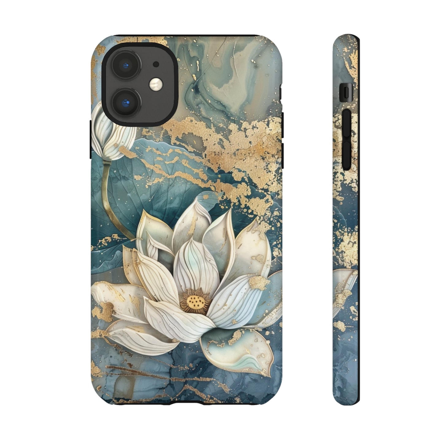 Zen Stained Glass Marble Lotus Floral Design Phone Case