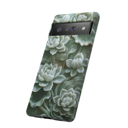 Green Jade Lotus Floral Art Phone Case