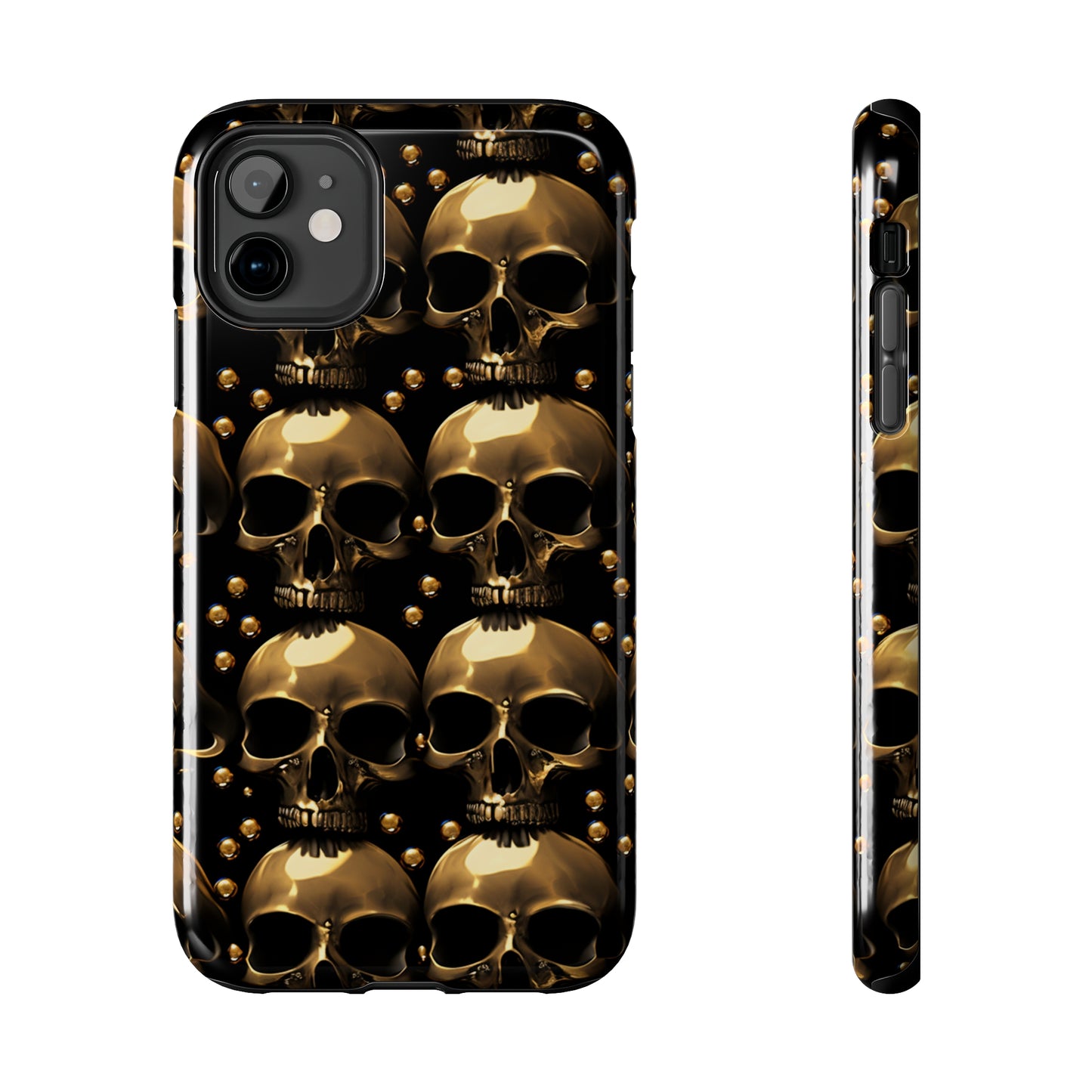 iPhone Case Golden Enigma: Where Goth Meets Glamour | Gold Skulls iPhone Tough Case