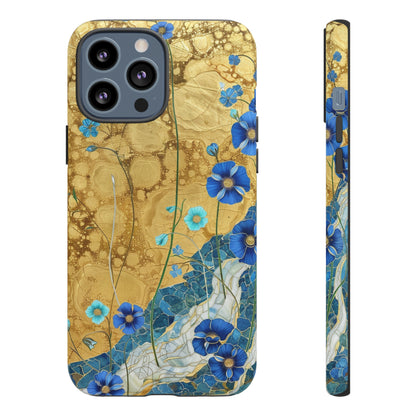 Forget Me Nots Gold Color Splash Floral Design Phone Case