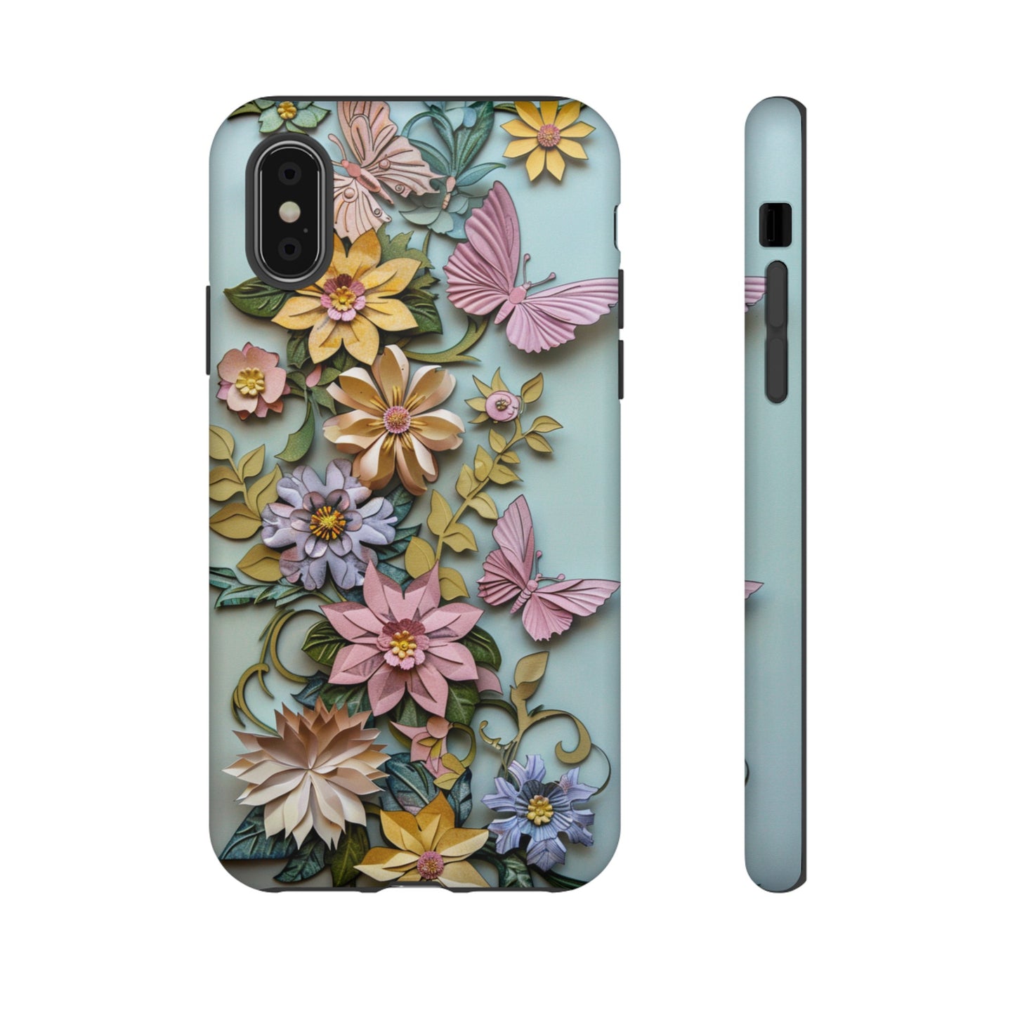 Pastel Pink Butterflies and Flowers iPhone Case